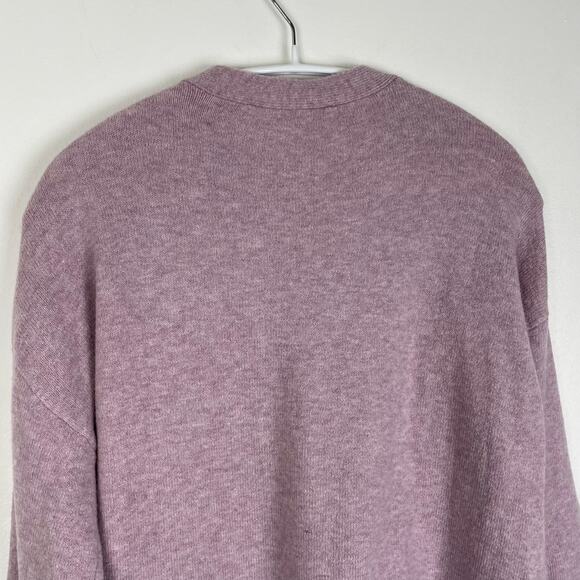 LOFT Slouchy Henley Sweater M Knit Pullover Long Sleeve Lilac Purple Cozy Lounge - Picture 11 of 12
